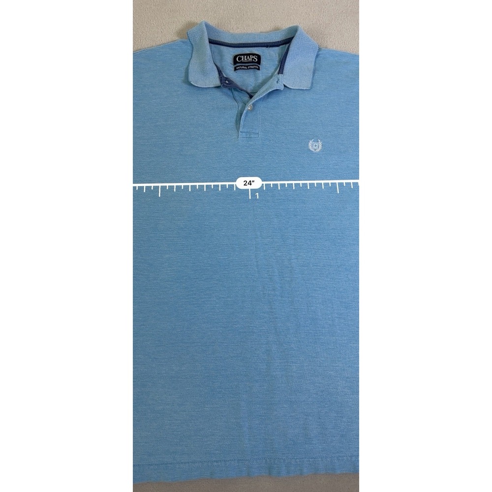 Chaps Pique Polo Shirt Mens XL Blue Short Sleeve Classic Casual Cotton - Picture 8 of 16